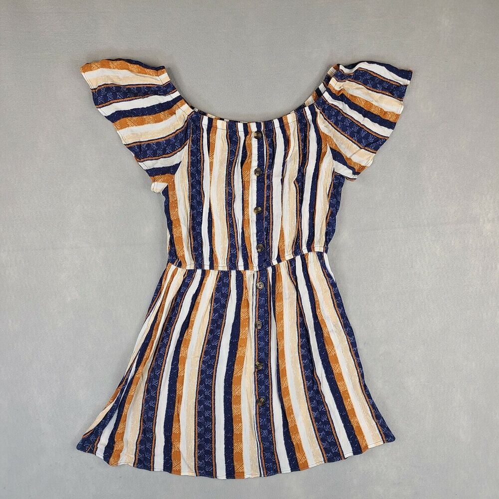 J For Justify Women's Button‎ Dress Large Striped Multicolor Rayon